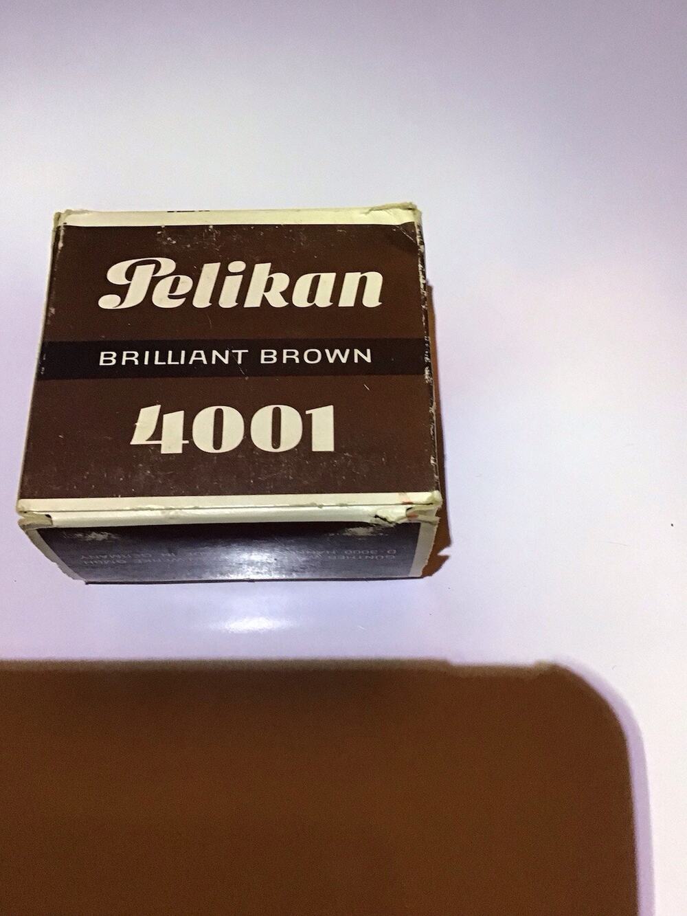 Vintage Pelikan 4001 Fountain Pen Ink Bottle Brilliant Brown 2 fl oz Boxed